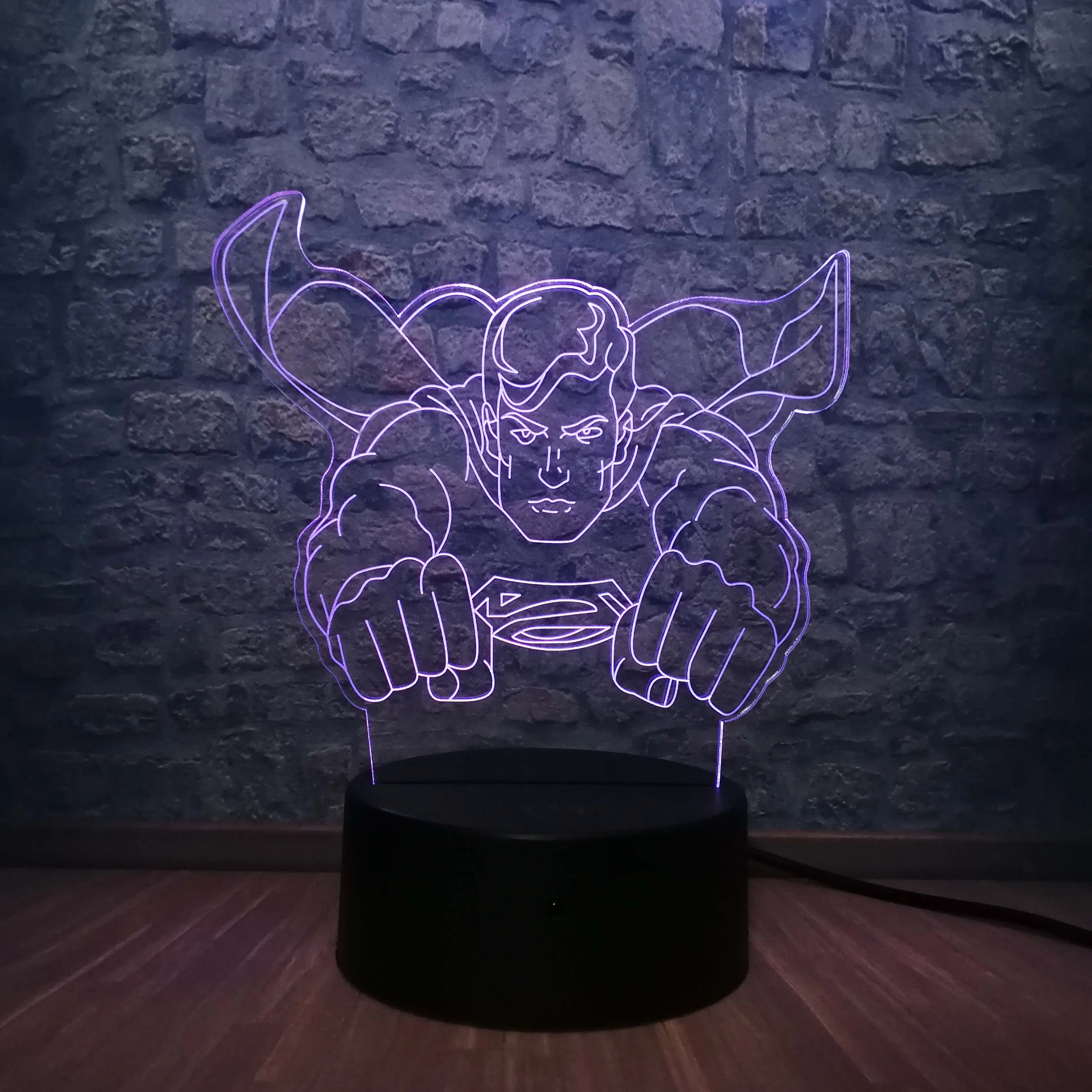 DC Супермен Герой 3D Светодиодная лампа RGB 7 цветов Изменение Прохладный мальчик