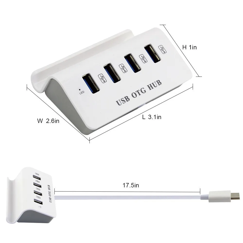 Original Type-C USB 3.0 HUB 4 Ports OTG Splitter With Phone Holder High Speed 5Gbps Adapter For Macbook Accessories | Компьютеры и