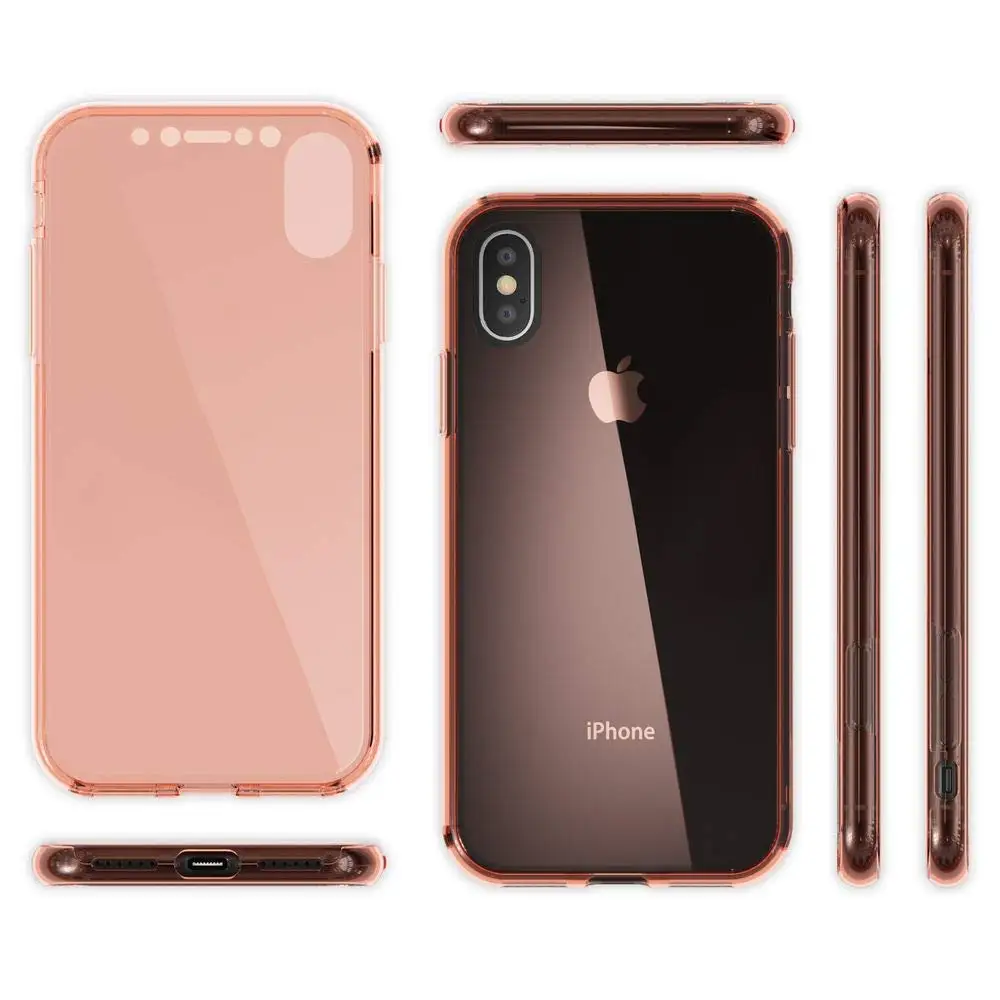 Прозрачный мягкий чехол из ТПУ с полным покрытием на 360 градусов для iPhone 8 Plus X 6S 7 XS