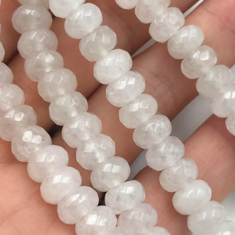 REACHLIN JEWELS белый натуральный камень Jades 5x8 мм Rondelle граненые Jaspers свободные бусы из