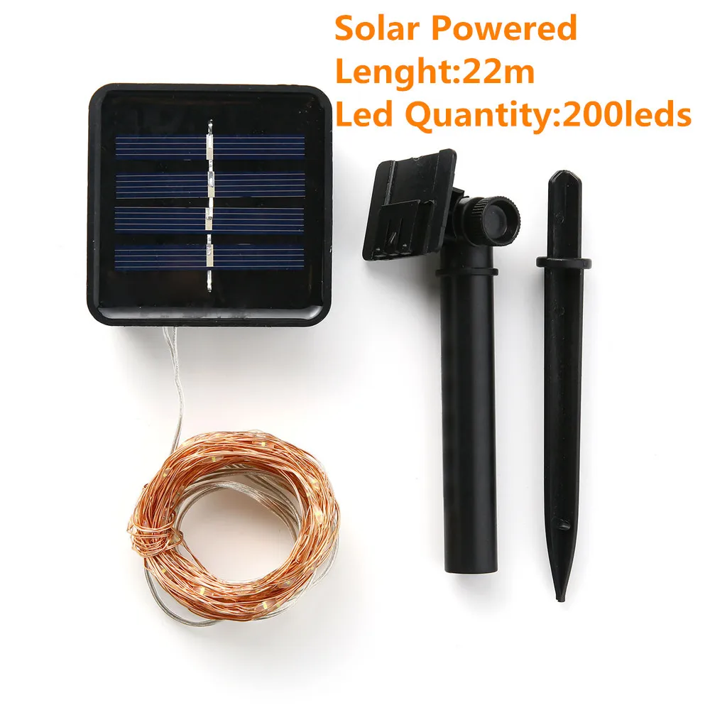 Solar 22m Led String Солнечный светильник светодиодный уличный светодиодный s струнный светильник s Сказочный Праздничный Рождественский праздничный гирлянда Солнечный садовый водонепроницаемый светильник s 8 Режим 5 м 10 м 20 м - Испускаемый цвет: Solar 22m Led String