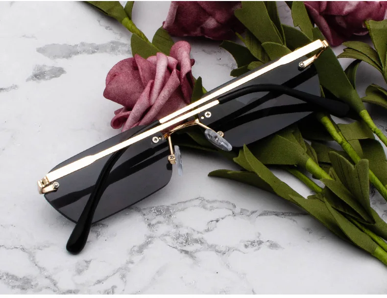 

2019 Rimless Metal Sunglasses Men Women Fashion Brand Sunglass Retro Vintage Designer Square Black Glasses Oculos UV400
