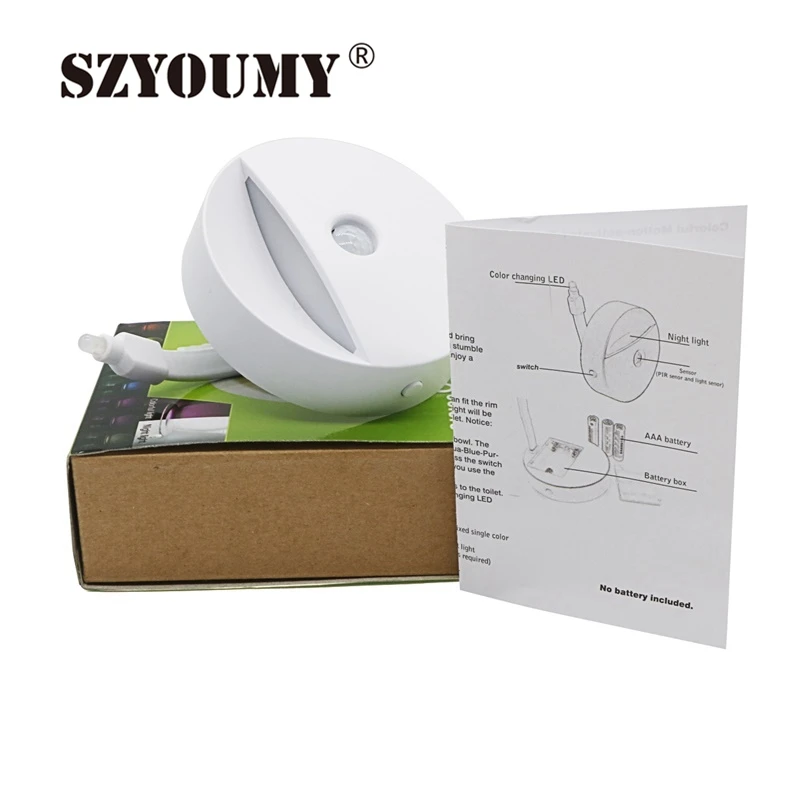 SZYOUMY водостойкий датчик движения туалетный светильник Ночной 8 цветов