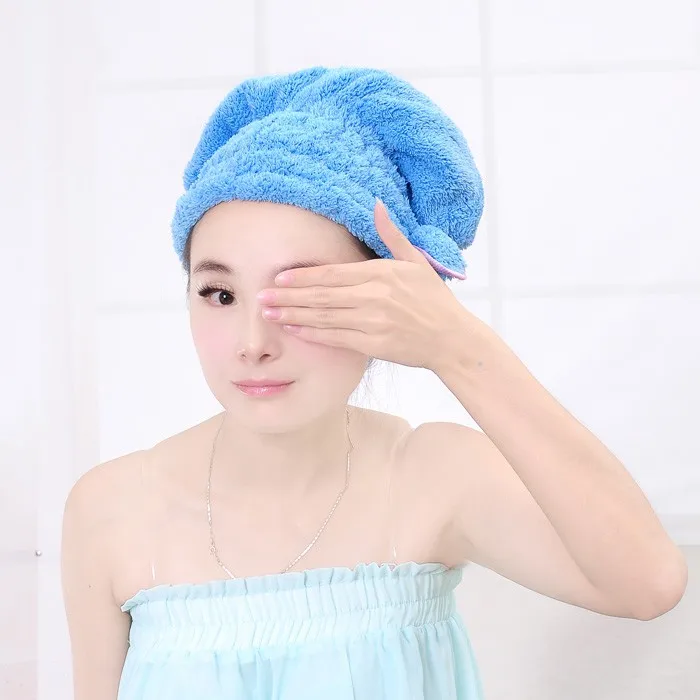 1Pc Strong Absorbent Microfiber Towel Dry Hair Hat Towel Bathing Towels Hair Drying Wrap