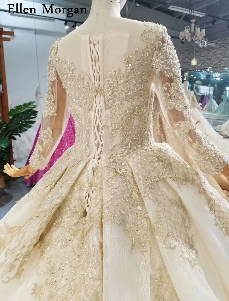 Винтажные с длинными рукавами свадебное платье принцессы 2019 Лодка шеи Vestido De Noiva