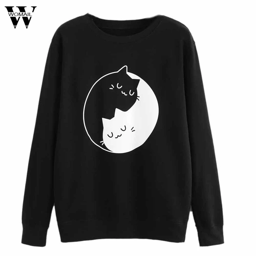 Womail 2017 Для женщин осенняя футболка с длинными котом для детей от двух до восьми
