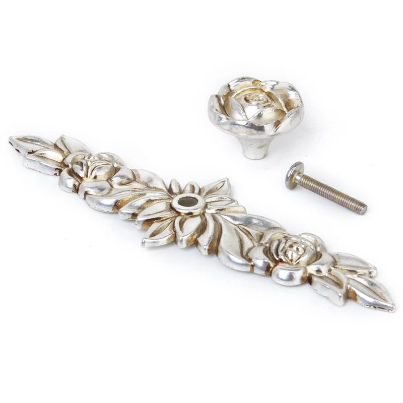 2 шт. 146 мм старинная серебряная Роза ящик дверная ручка для шкафа тянуть