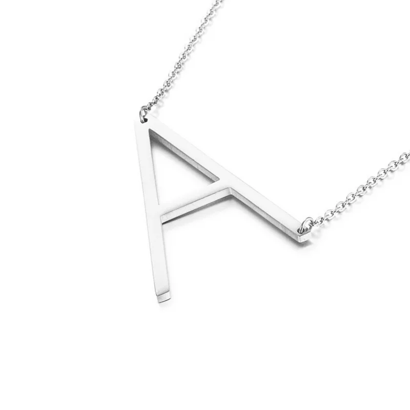 Серебряные A-Z с большими буквами алфавита, персонализированные подвески с большими буквами и надписью, ожерелье с монограммой для подарка - Окраска металла: Silver A