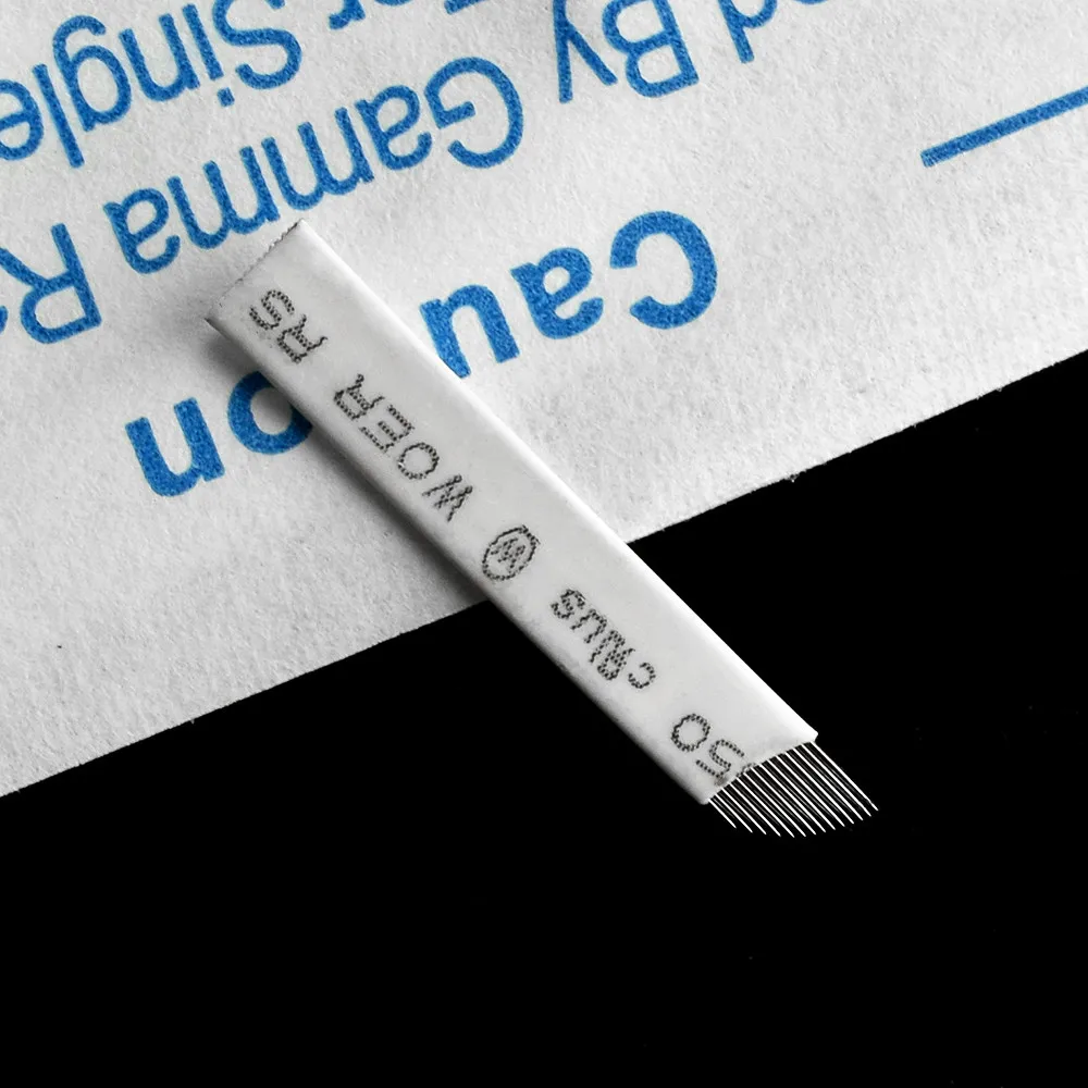 

50pcs 14pin Micro Blading Permanent Makeup Needle Agujas Microblading Sombreado Eyebrow Embroidery Ahujas De Micro Tebore Lamina