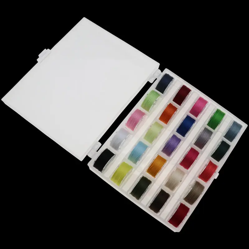 25PCS wired bobbin 1 25 шт./компл. пустые катушки для швейных машин прозрачный пластиковый чехол Коробка для хранения для швейной машины - Цвет: 25PCS wired bobbin 1