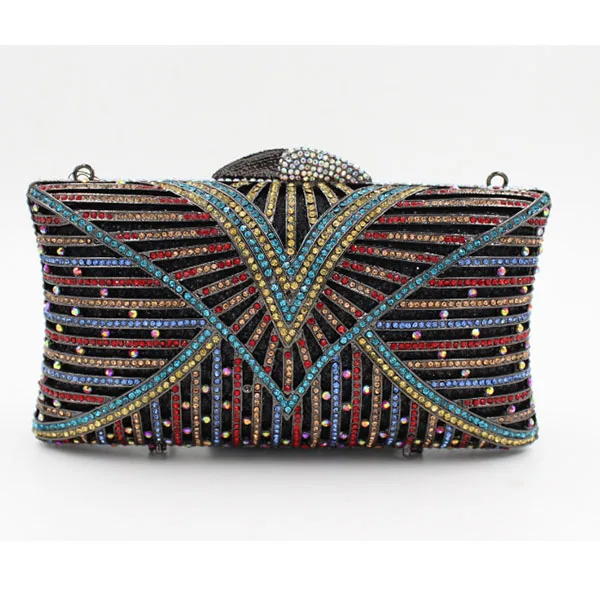 Женские свадебные вечерние сумки клатчи для девочек черный кошелек со стразами