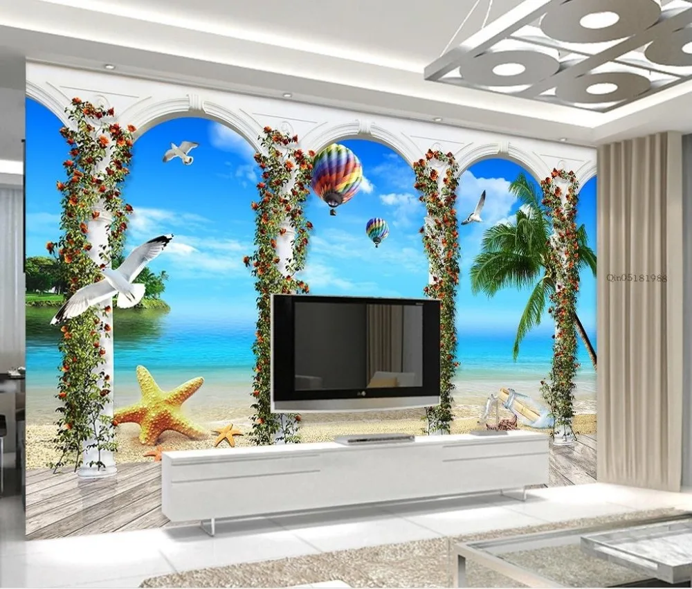 3D обои фоновые для телевизора гостиной дивана фотообои с римскими колоннами
