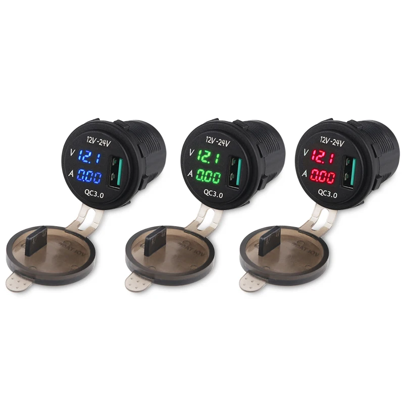 ADPOW 12 24 в USB зарядное устройство розетка светодиодный цифровой дисплей для