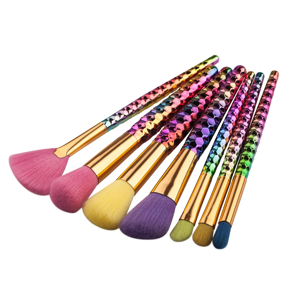 Красочные 7 шт./компл. набор кистей для макияжа нить Радуга макияж кисти