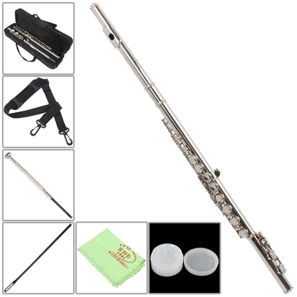 LADE Silver Plated 16 Closed Holes CKey Flute and Musical instruments with Case / Cloth / Screwdriver enlarge