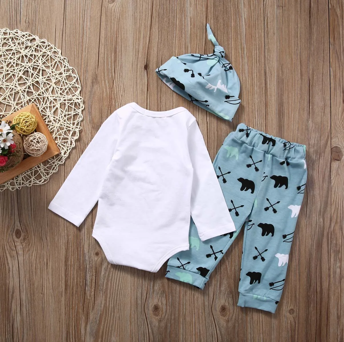 Newborn Baby Boys Jumpsuit Playsuit Romper +Pants Outfit Clothes Boy Pant |