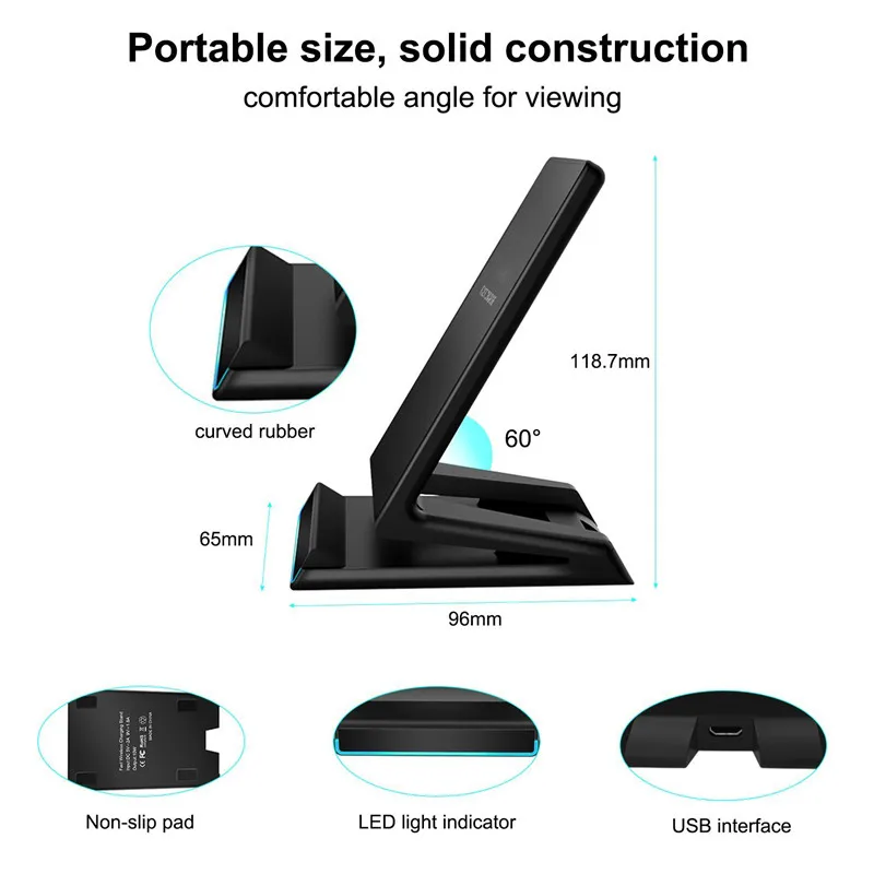 Qi 10W Fast Wireless Charger For iPhone X 8 Plus Power Charging Samsung Galaxy S7 S8 S9 Note Universal adapter | Мобильные телефоны