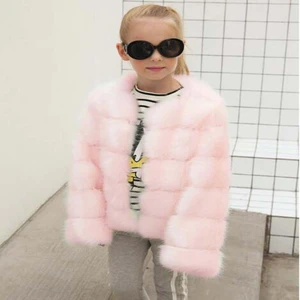 Girl fur Coat Jacket Imitation fox Artificial Fur Grass Girls Jacket Thick Warm Outwear Clothes Faux Fur Coat Baby Winter Coat