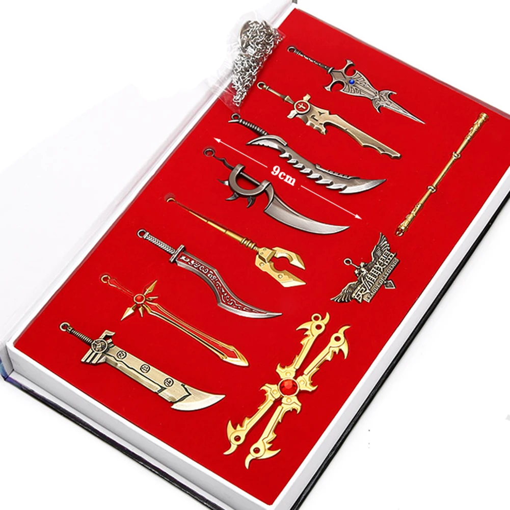 11pieces E Garen Riven Ashe Draven Darius Irelia Fortune Mordekaiser Jarvan Diana Tryndamere Sword настольное украшение в штучной упаковке модель шт/комплект - Цвет: 11pieces E