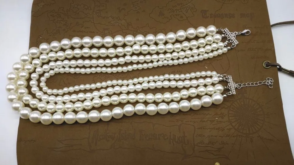 Женское многослойное колье-чокер с искусственным жемчугом массивное маленькое