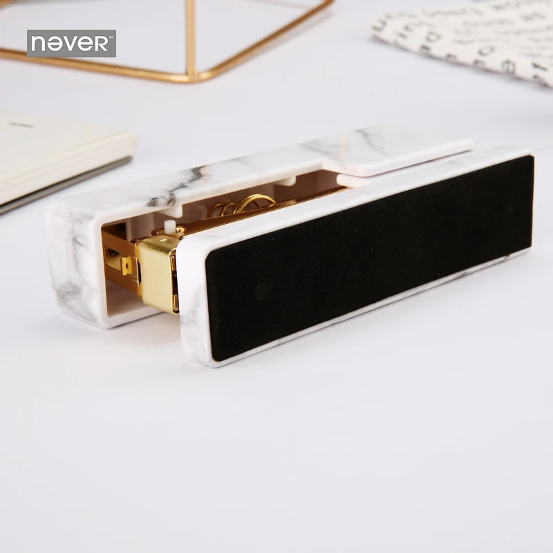 Ручной степлер с надписью Never Marble Модный Золотой металлический акрил Офисные