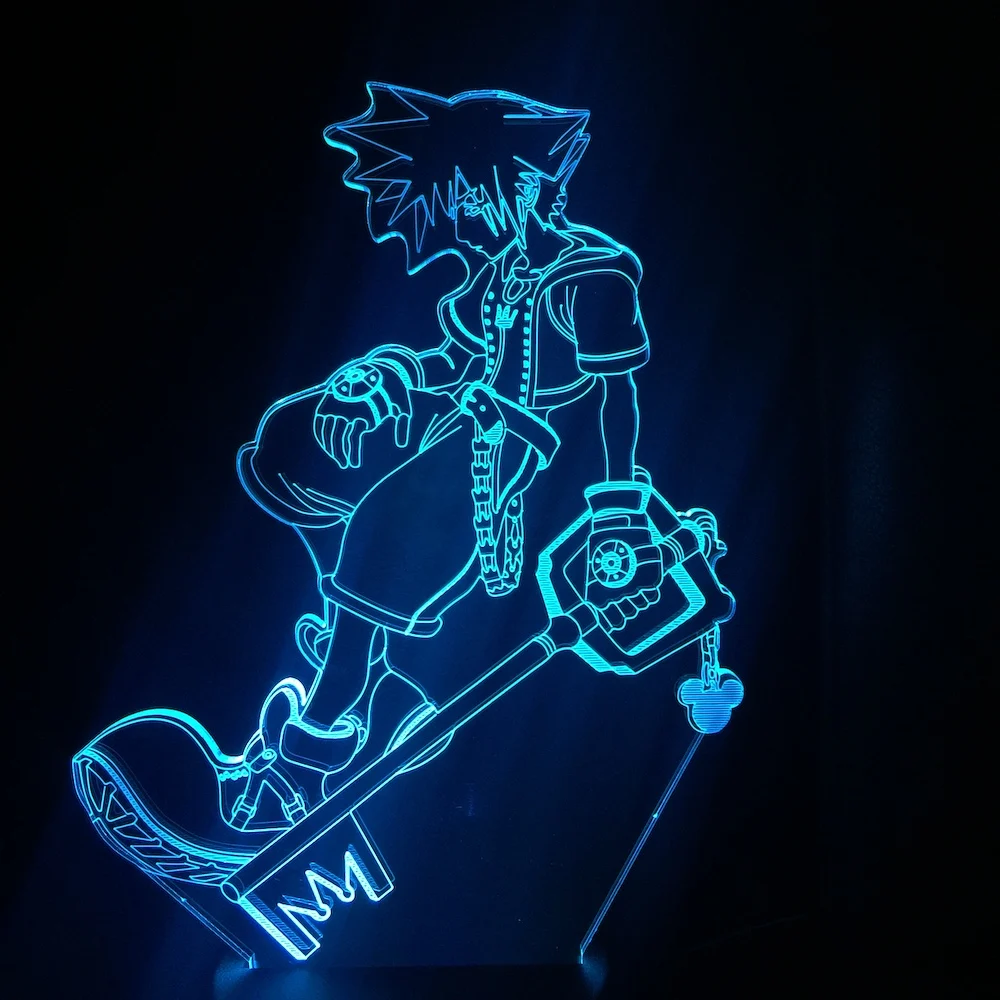 Sora Рисунок USB светодиодный 3d-ночник многоцветный RGB декоративные огни для мальчиков детская игра "Подарки" Королевство Сердца настольная лампа прикроватная