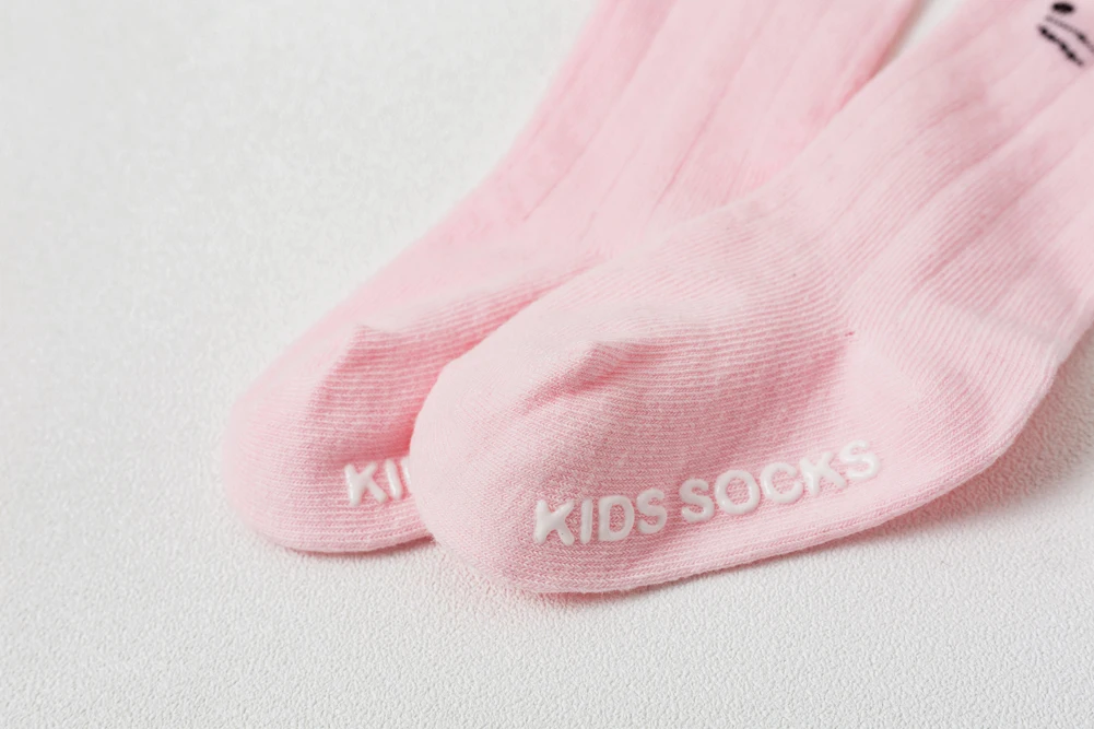 Sweet Solid Applique Decor Knitted Stockings for Baby Girl