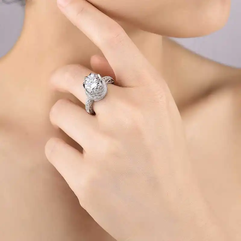 Mdean Свадебные кольца белого золота для женщин AAA циркон обручальные ювелирные