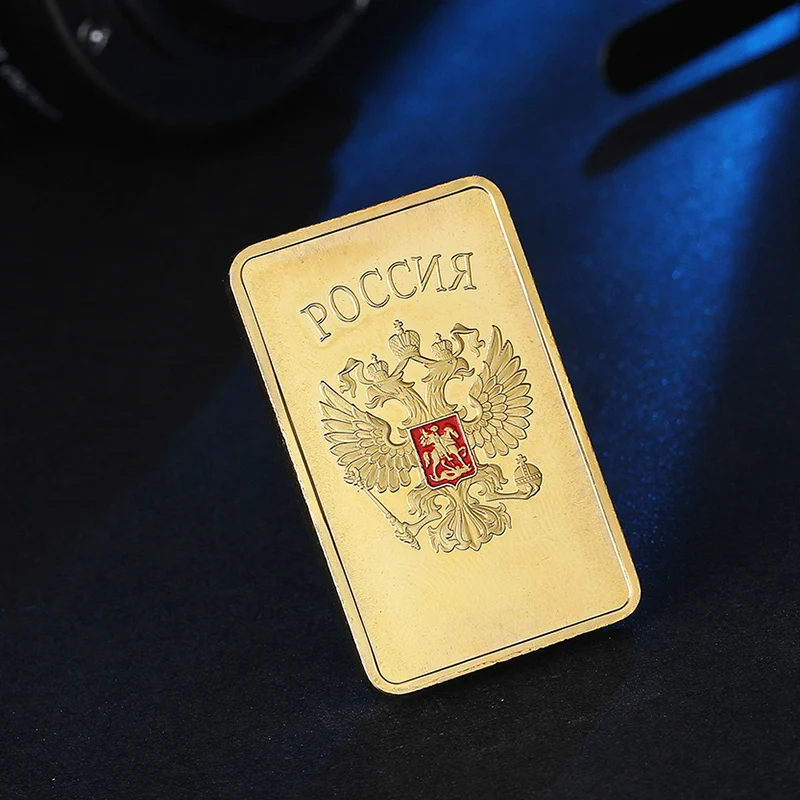 Русский СССР памятная монета 44х28мм двуглавый орел Золотая квадратная искусство