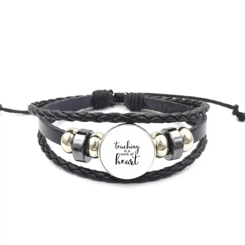 Черный кожаный браслет с сердечком детский ручной работы бусинами 2018|Браслеты