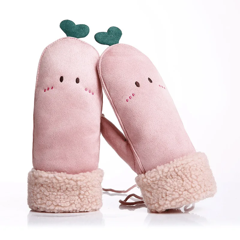 Женские теплые толстые зимние перчатки для шеи коралловые варежки без пальцев