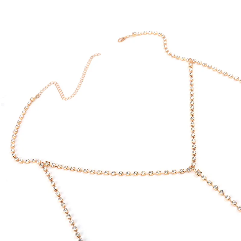 Летнее бикини цепь для тела сексуальное пляжное ожерелье полная цепочка стразы