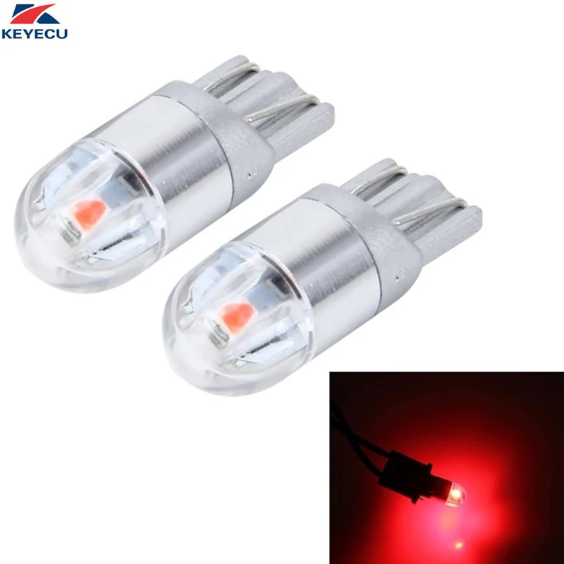 

KEYECU 2 шт. ярко-красный 3030 чипсет 168 194 W5W T10 клиновидные 2SMD светодиодные лампы для дневных ходовых огней Лицензия Карта Купол огни