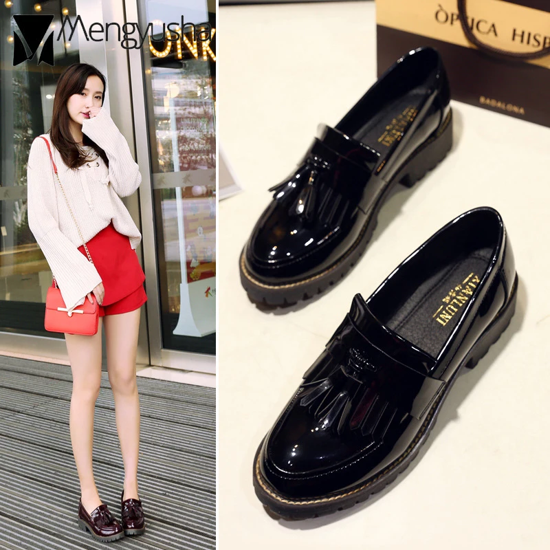 Фирменный дизайн кожаные туфли с бахромой в консервативном стиле женские на