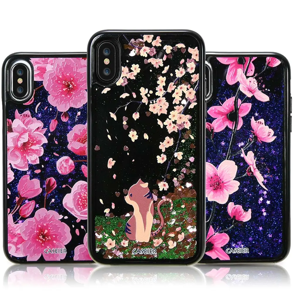 CASEIER Bling Flower чехол для телефона iPhone 6 6s 7 8 3D зыбучий песок X Plus Чехлы жидкий корпус