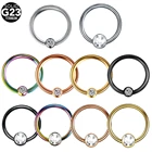 Кольца в нос из титана, круглые и плоские кольца с кристаллами для ноздрей, серьги для пирсинга, Ювелирное Украшение для тела Oreja, 1 шт.партия