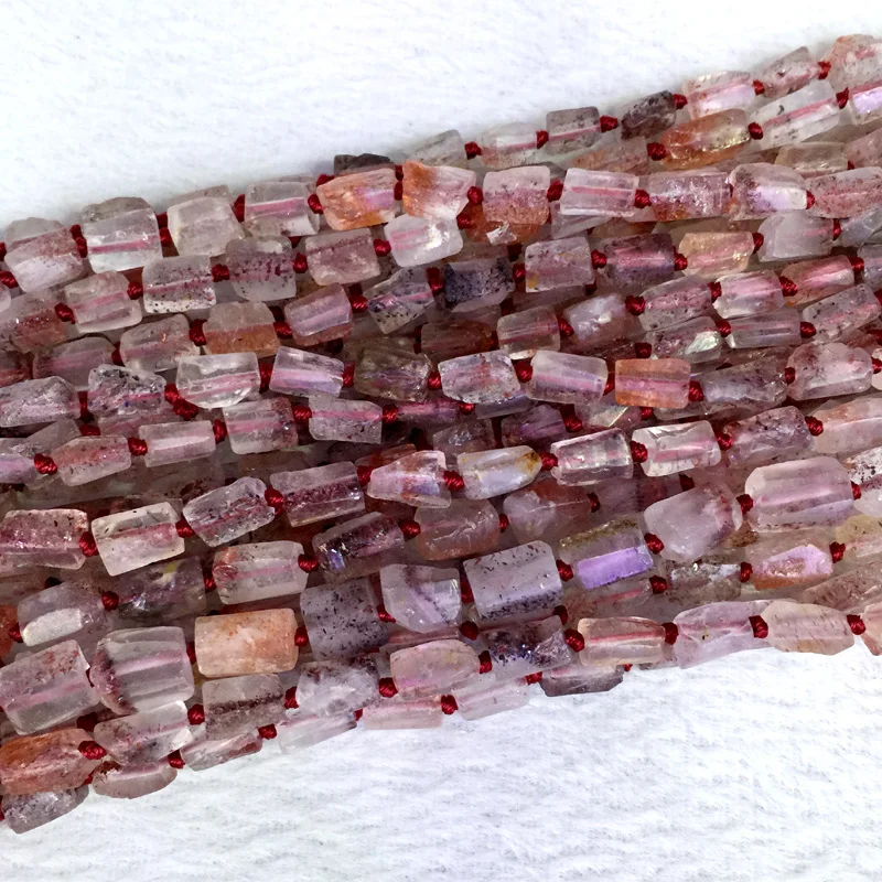 Natural Genuine Red Super Seven Melody Stone Hand Cut Nugget Free Form Loose Rough Matte Faceted Beads 6-8mm 05381 | Украшения и