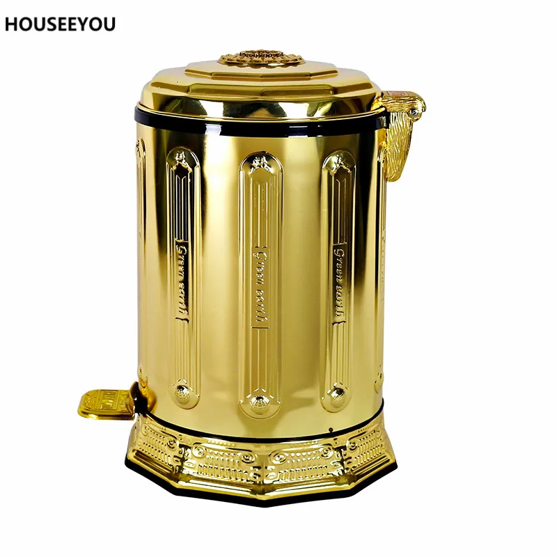 Европейская Золотая Бесшумная педаль из нержавеющей стали для мусора