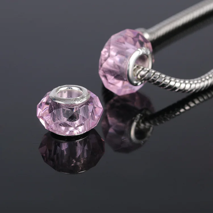 Pink 10 шт./лот граненое муранское стеклянные бусы, амулеты, подходящие для европейского стиля Pandora Браслеты и ожерелья DIY Аксессуары - Цвет: Pink