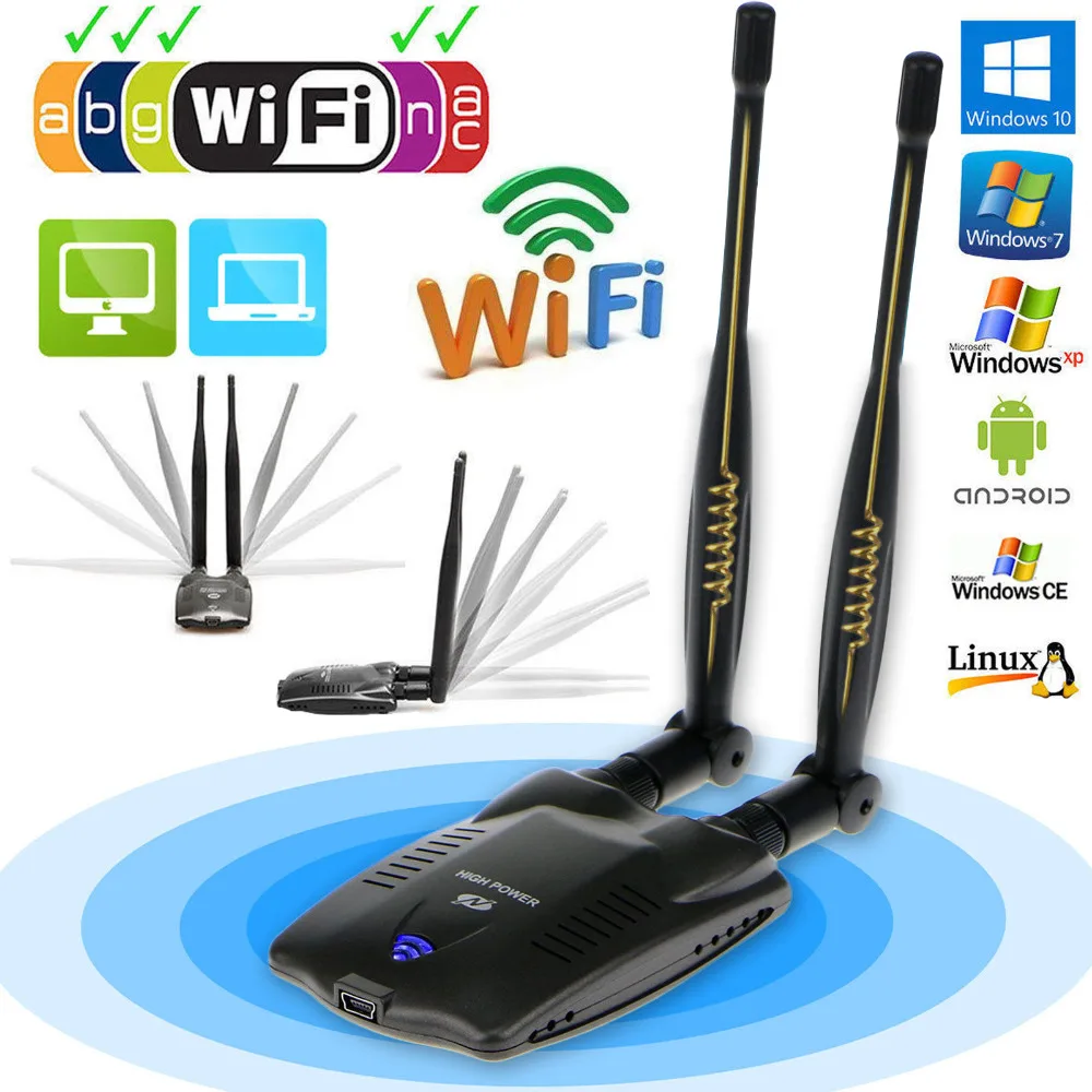 2 антенны высокой мощности 6dBi USB беспроводной Wi Fi адаптер 150 Мбит/с 802 11 b/g/n|Сетевые