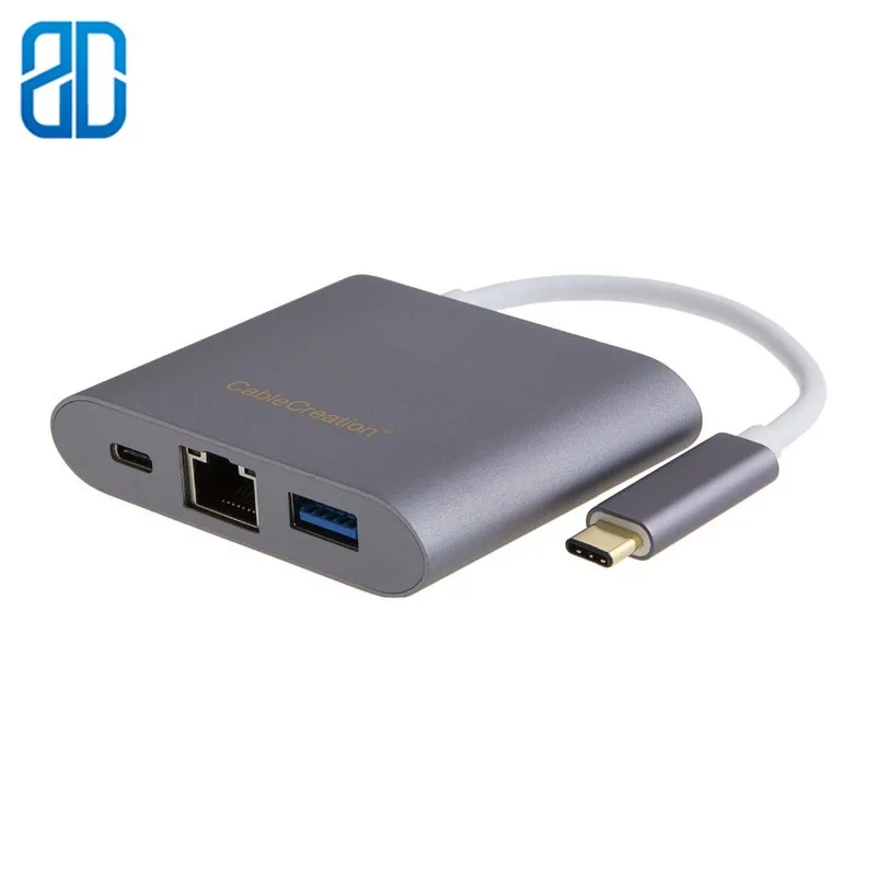 USB C к Ethernet адаптеру Тип 3 0 + RJ45 Gigabit LAN сетевой порт PD зарядный концентратор