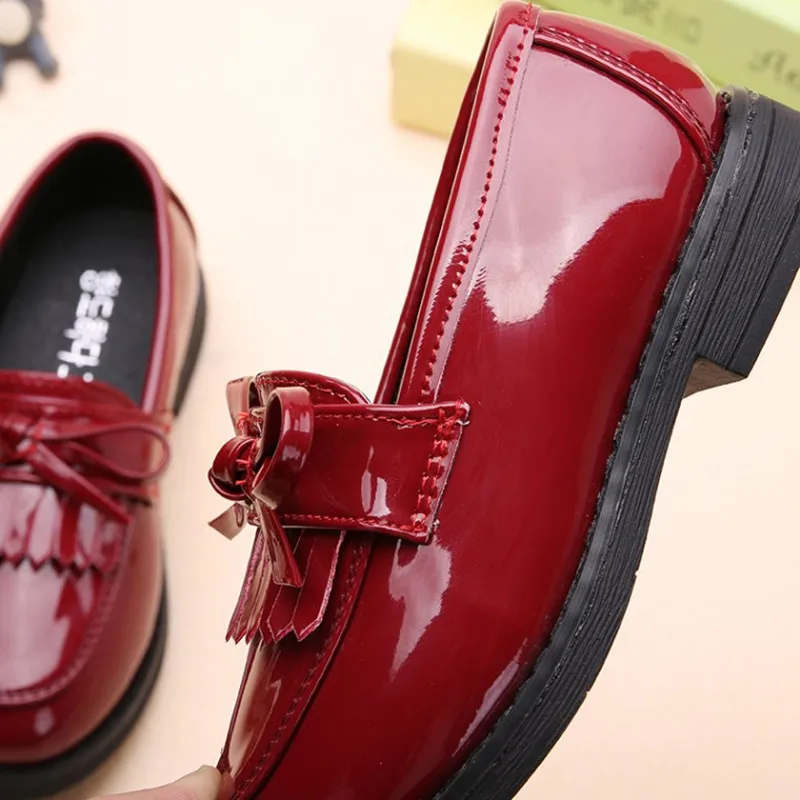 

Spring Autumn New Children leather shoes bowknot casual kids shoes girls Dance Student black Leather Shoes 3 4 5 6 7 8 9-12years
