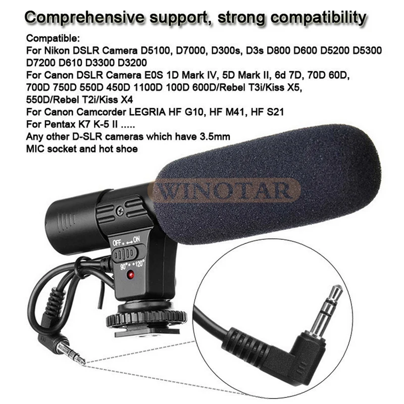 Mic-01 профессиональный внешний стерео микрофон для камеры для Nikon D7500 D7200 D5600 D5500 D5300 D3300 D3200 D810 D750 D500 D5 D4