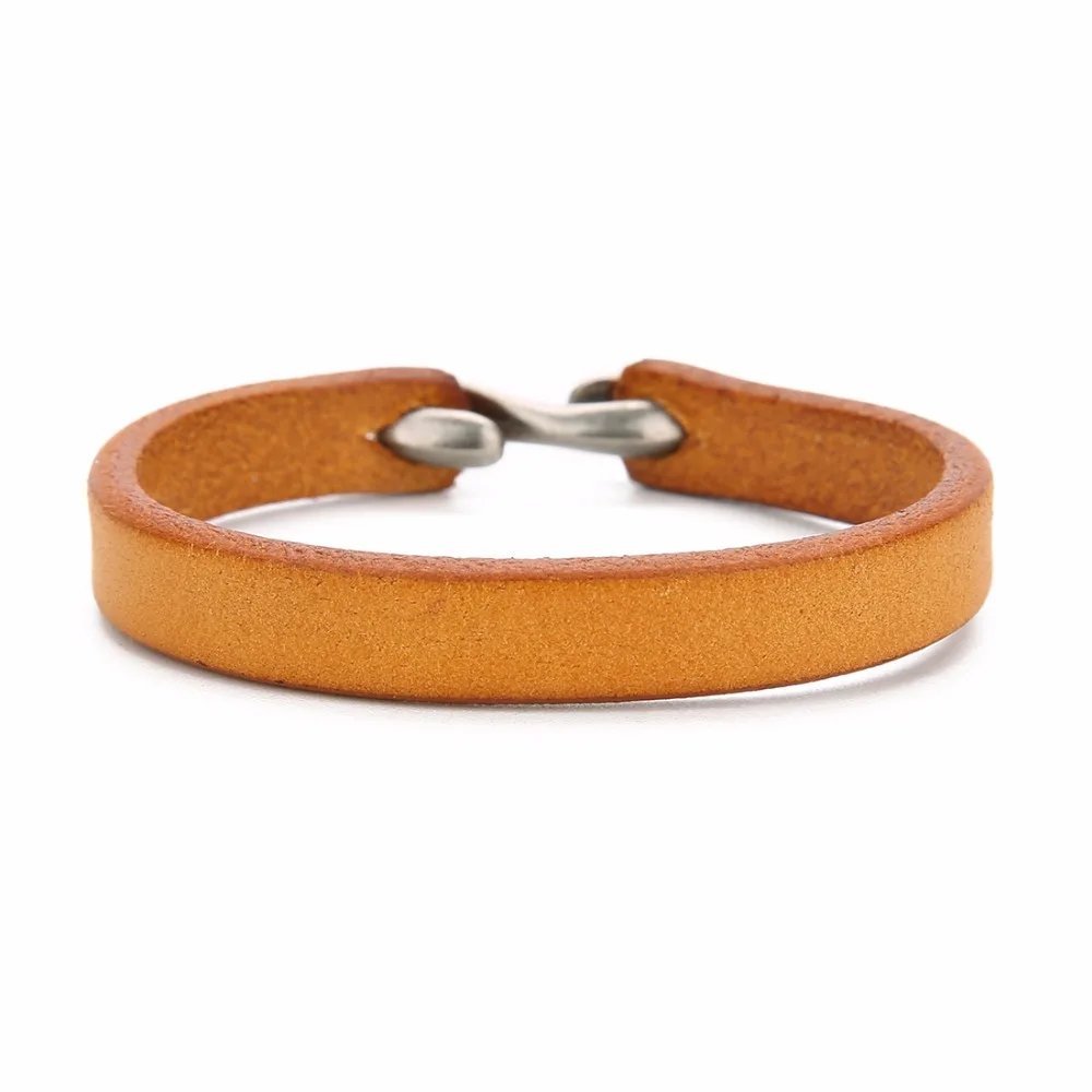 LOULEUR Simple Men Vintage Genuine Leather Bracelets Clasp For Bracelet Bangles Male Jewelry 21cm | Украшения и аксессуары