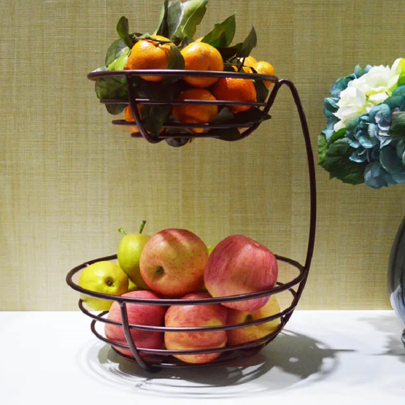Двухэтажная корзина для хранения фруктов горшки Бан lron тарелка металлическая в
