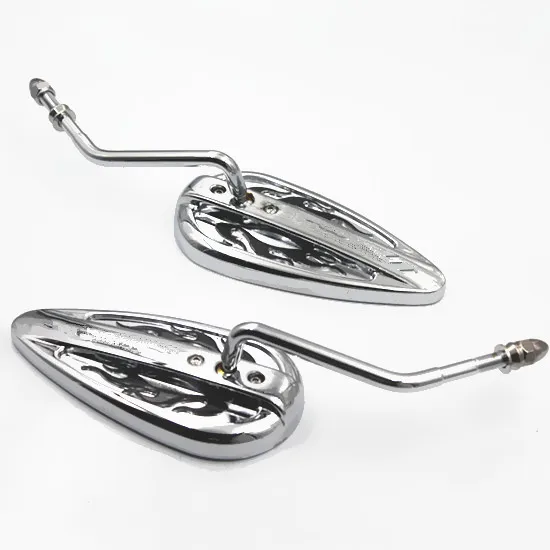 Pair Chrome CNC Aluminum Custom Mirrors Motorcycle For Harley Chopper Cruiser FXSTC XL1200V Road King FLTRX FXSB|mirror motorcycle|aluminium