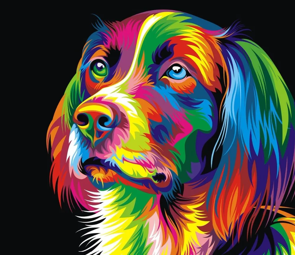 5D Diy Full Drill Diamond Painting Colorful dog animal Embroidery Decoration Cross stitch rhinestones moaic Gift Home Decor | Дом и сад