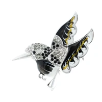 black hummingbird brooch animal broach crystals rhinestone pins for women jewelry accessories birthday gifts 93301