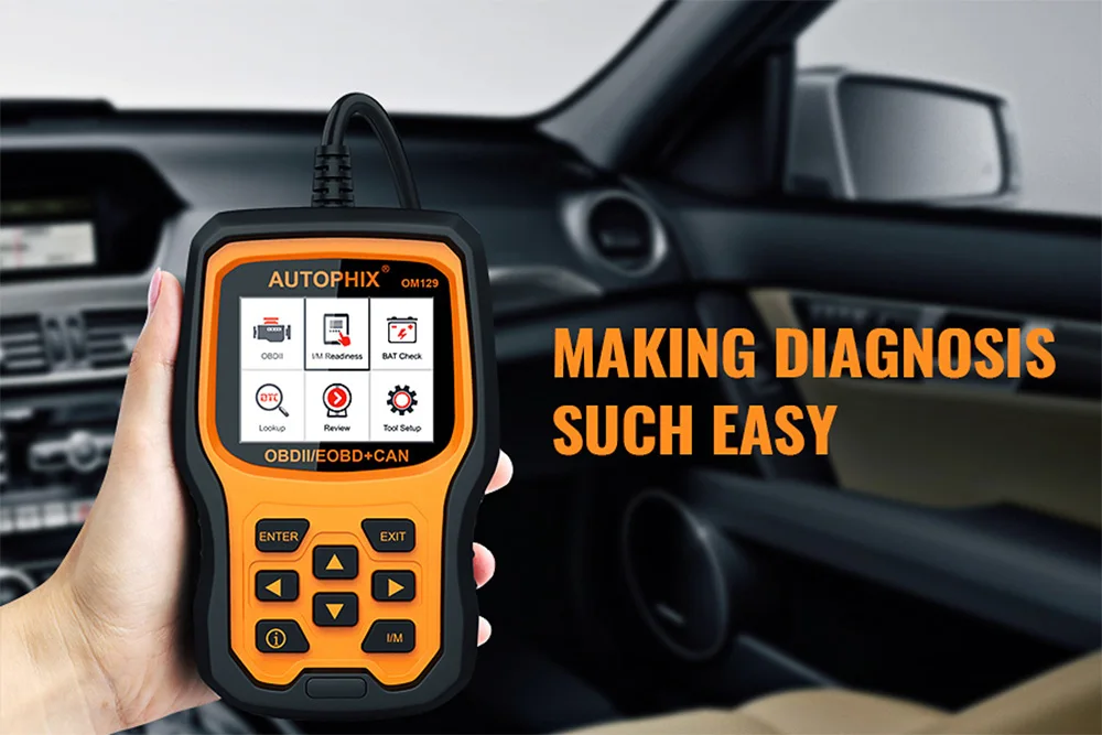 Autophix OM129 OBD2 автомобильный сканер в португальский двигатель EVAP считыватель кода батареи PK AD510 автомобильный диагностический инструмент Бесплатное обновление