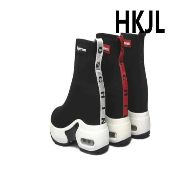 HKJL/женские вязаные носки с высоким вырезом; Новинка года; тонкие женские туфли на танкетке, увеличивающие рост внутри